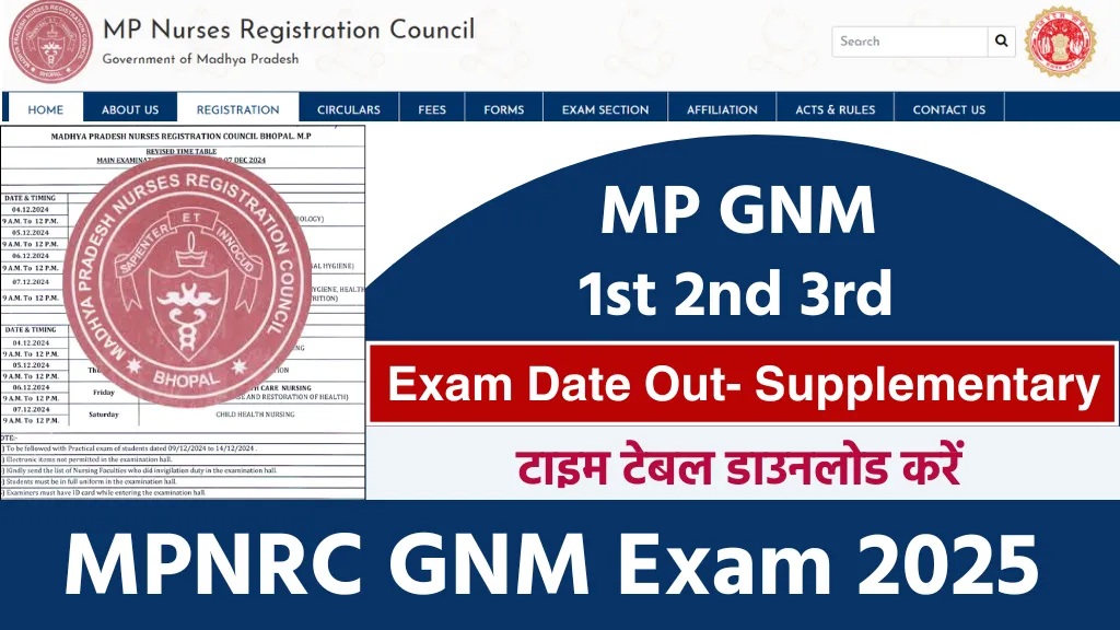 MP GNM Exam Date 2025